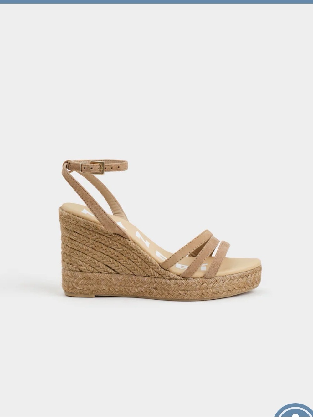 Manebi Tan Espadrille Wedge Sandals with Ankle Strap